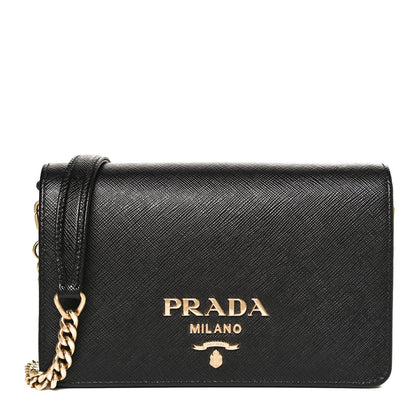 Prada Saffiano Lux Mini Crossbody Bag Black 1 of 8