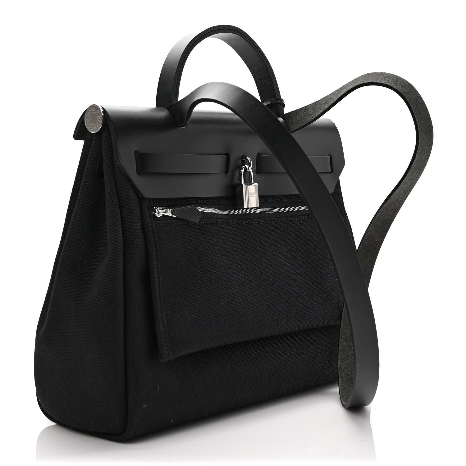 Hermes Military Toile Vache Hunter Herbag Zip PM 31 Black 3 of 8