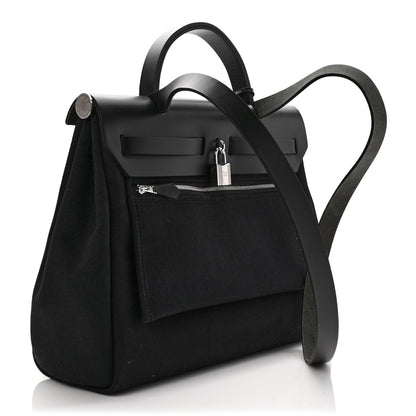 Hermes Military Toile Vache Hunter Herbag Zip PM 31 Black 3 of 8