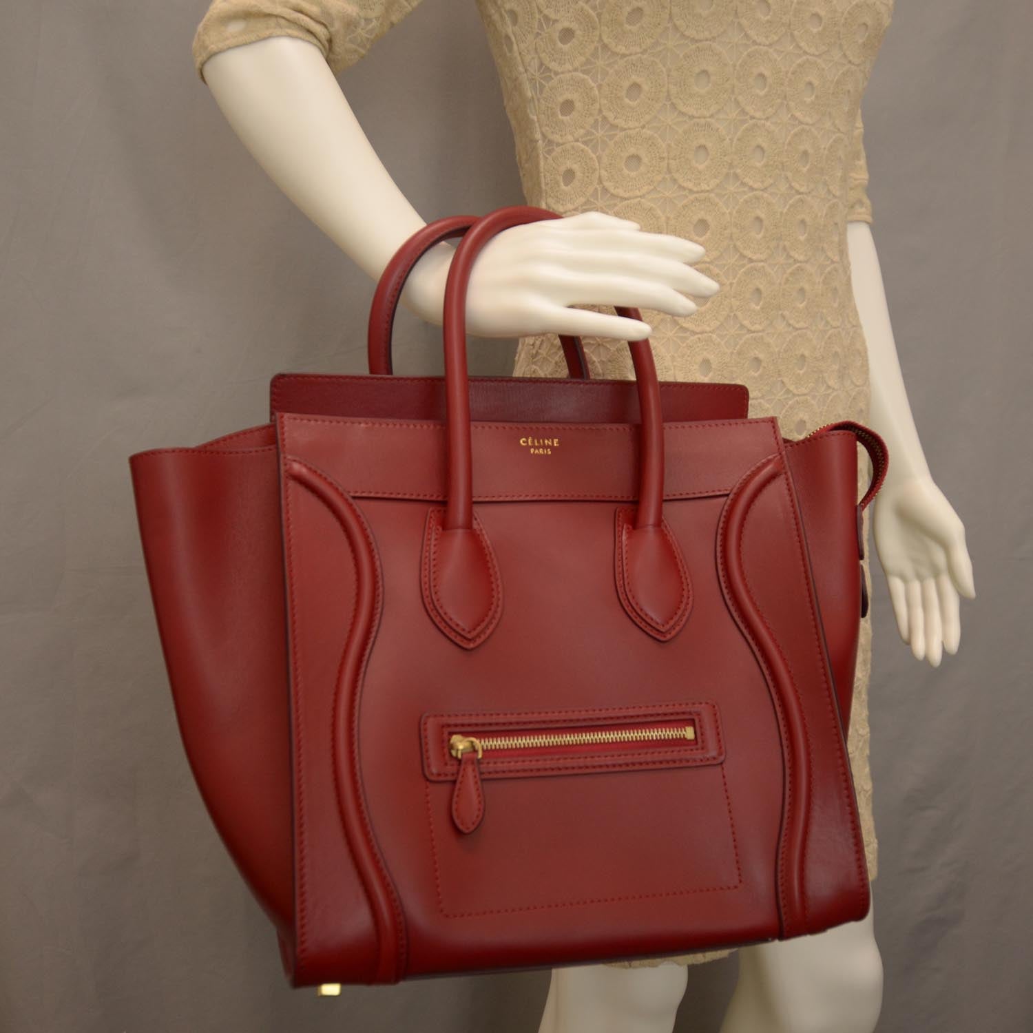 Celine Smooth Calfskin Mini Luggage Bag Red 2 of 7