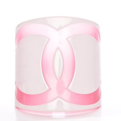 Chanel Resin CC Wide Cuff White Pink 1 of 4