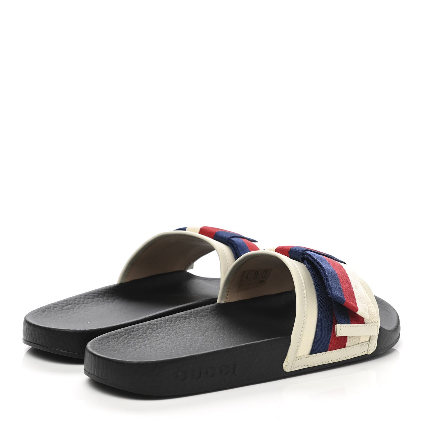 Satin Web Sylvie Bow Slide Sandals 37 White