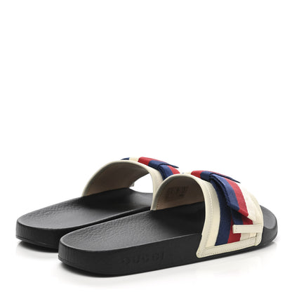 Gucci Satin Web Sylvie Bow Slide Sandals 37 White 4 of 9