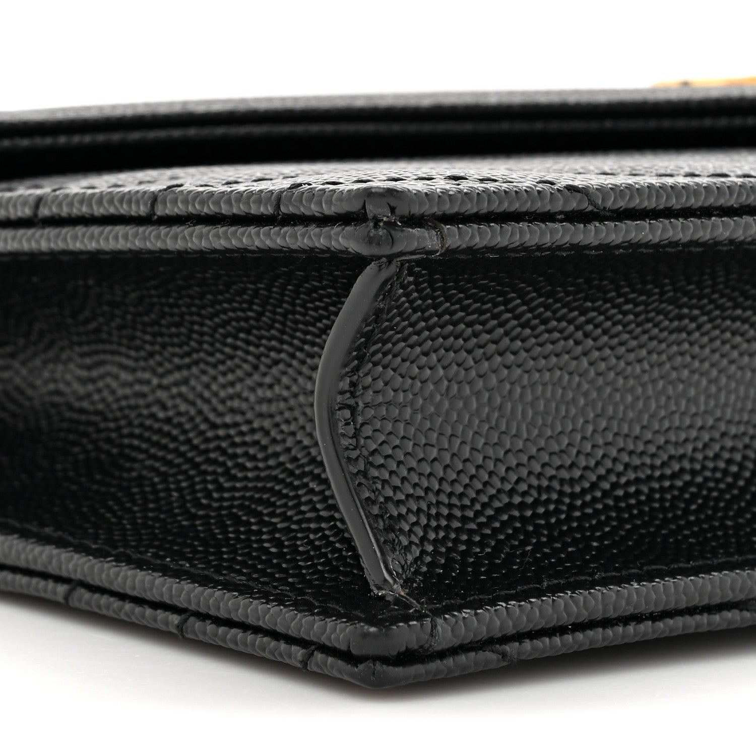 Saint Laurent Grain De Poudre Matelasse Chevron Monogram Envelope Chain Wallet Black 9 of 10