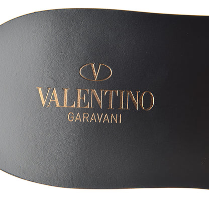 Valentino Garavani Grainy Cowhide Vlogo Flat Slide Sandals 36 Black 7 of 9