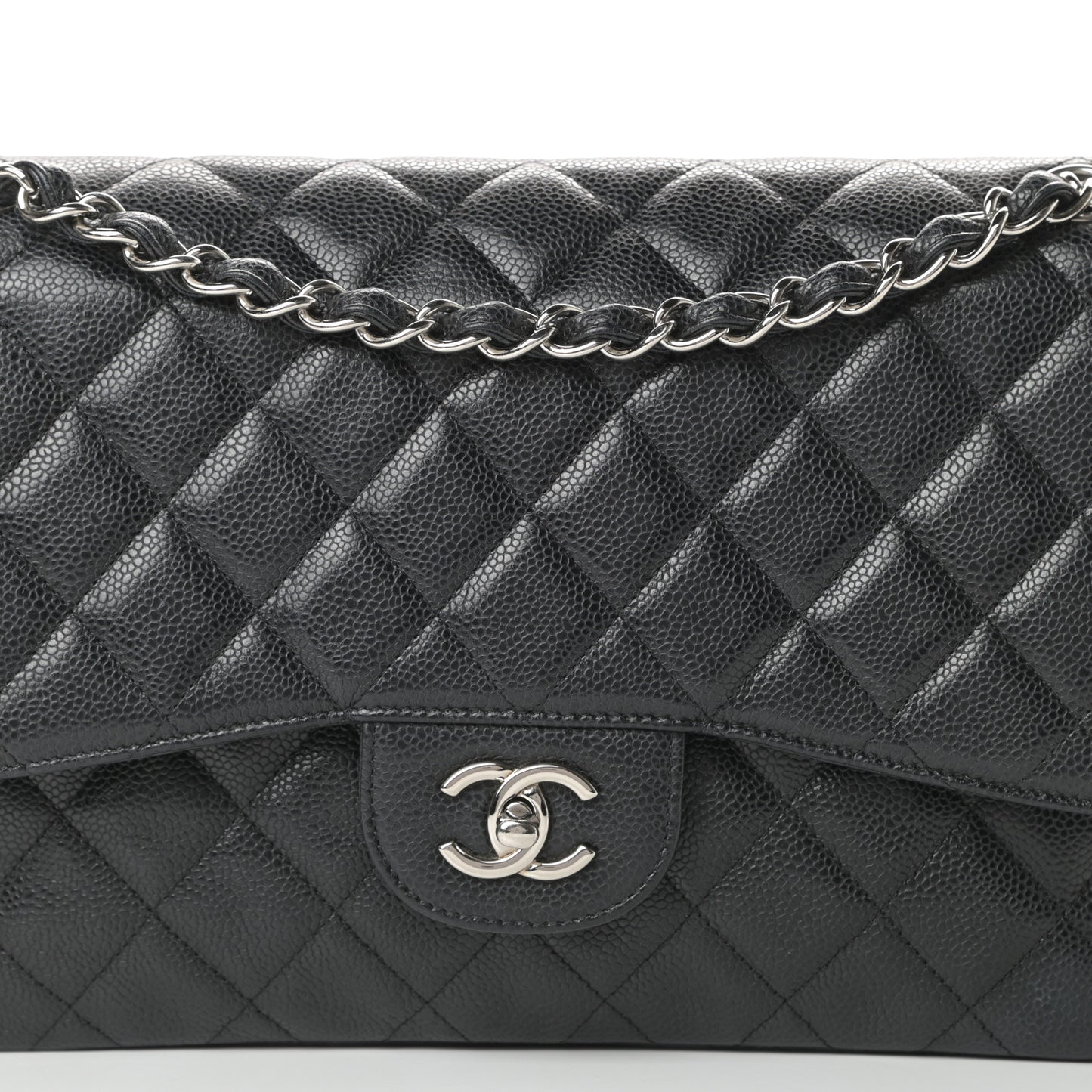 Caviar Quilted Jumbo Double Flap Black