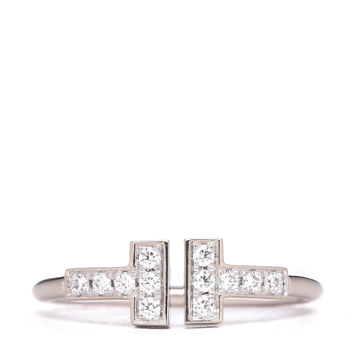 18K White Gold Diamond T Wire Ring 50 5.5