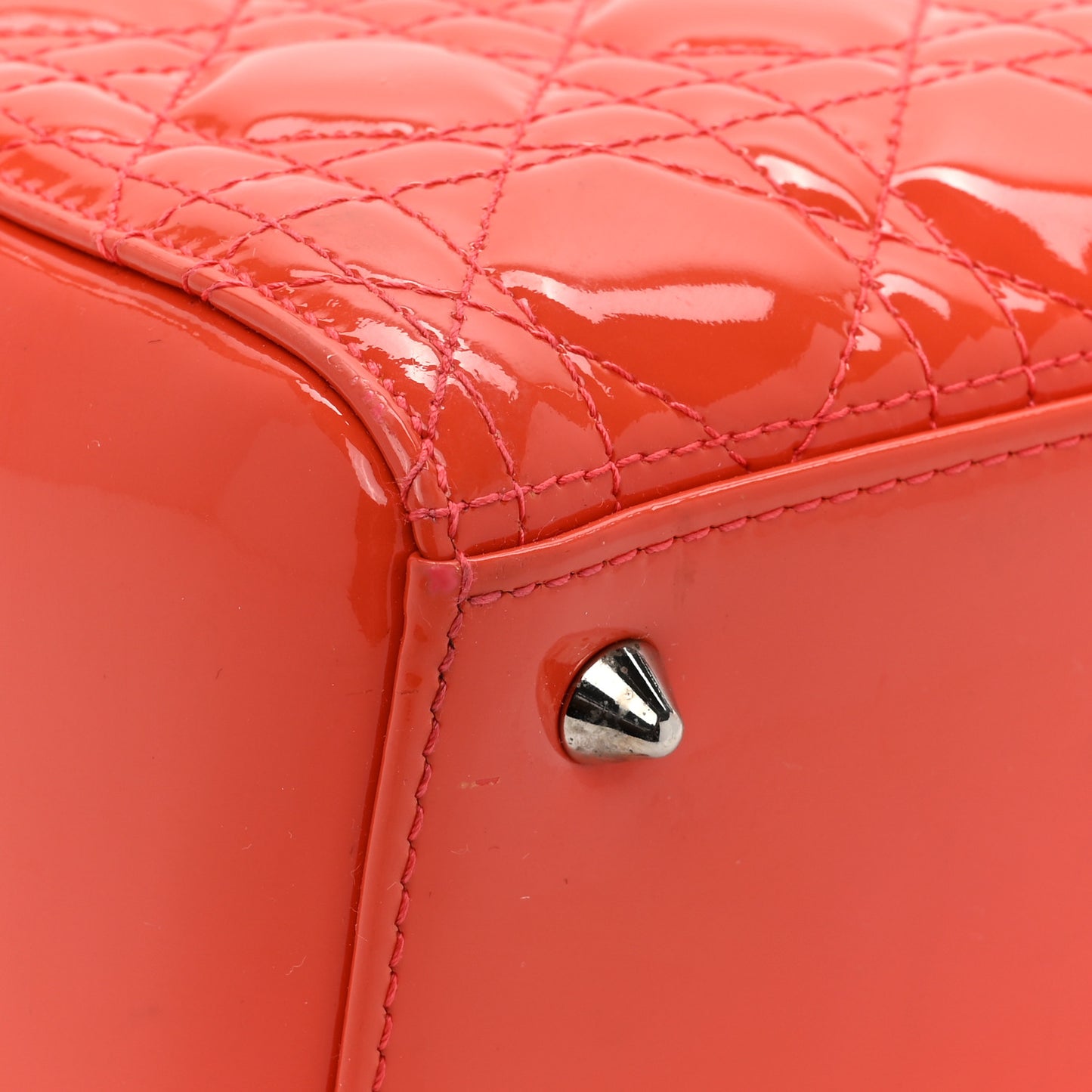 Patent Cannage Medium Lady Dior Orange