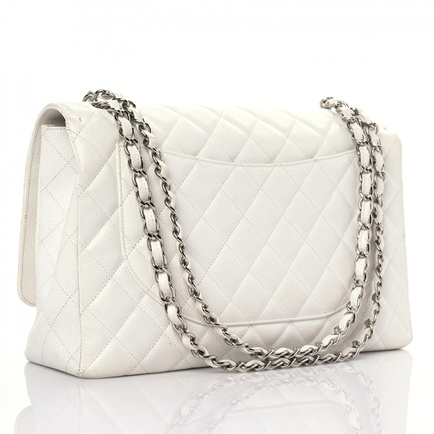 Caviar Quilted Maxi Single Flap White