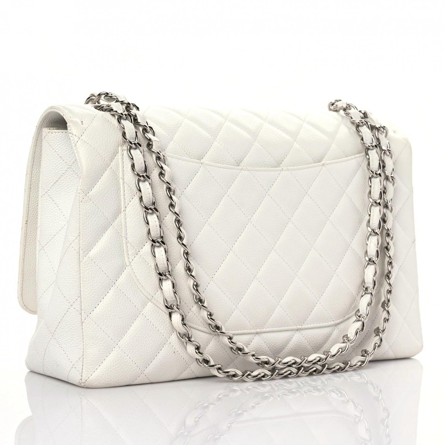 Chanel Caviar Quilted Maxi Single Flap White 3 of 22