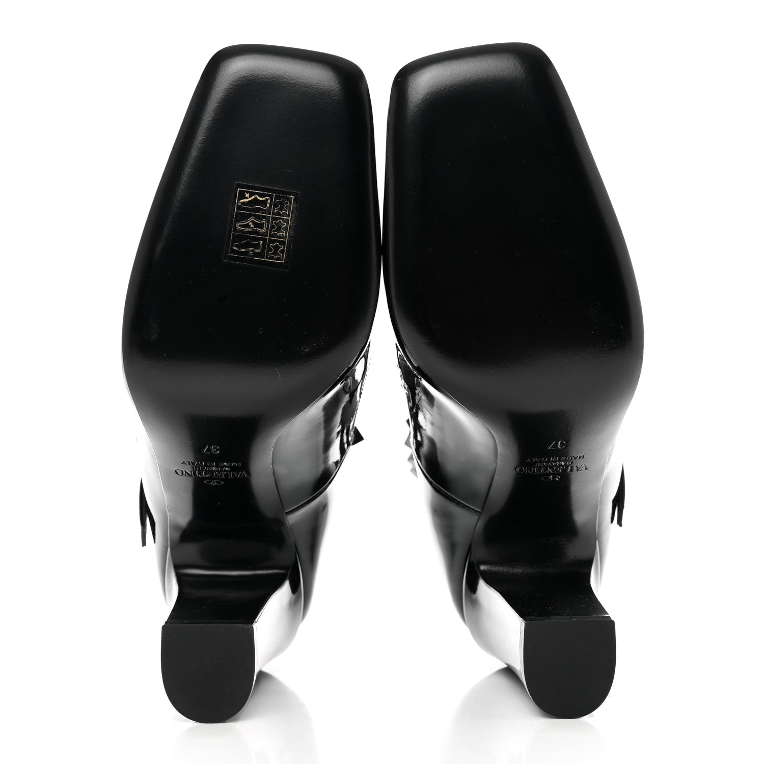 Valentino Garavani Patent Monochrome Rockstud Tan-Go Ankle Strap Pumps 37 Black 5 of 9
