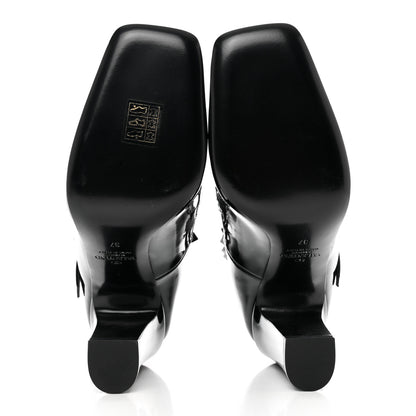 Valentino Garavani Patent Monochrome Rockstud Tan-Go Ankle Strap Pumps 37 Black 5 of 9