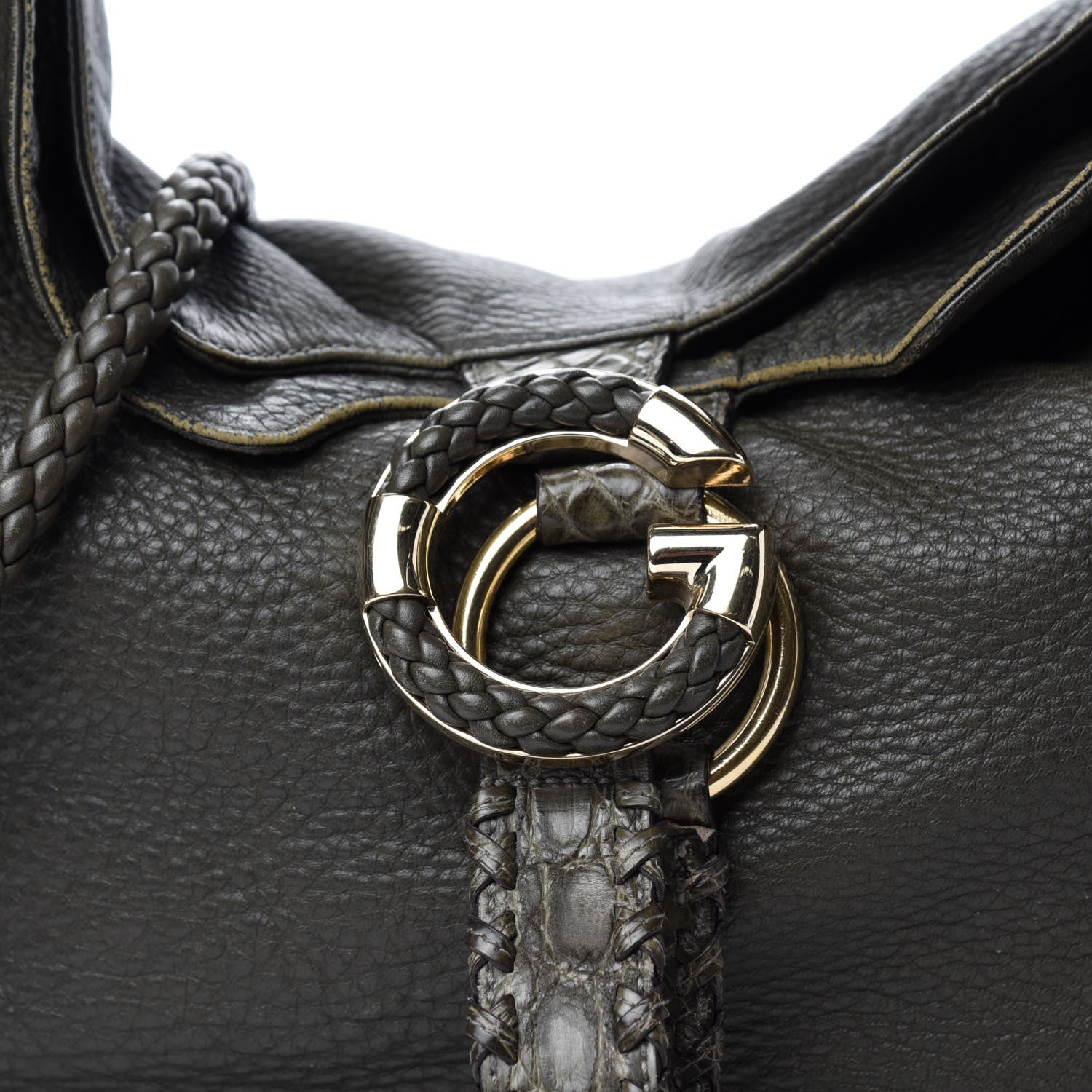 Gucci Pebbled Calfskin Medium G Wave Shoulder Bag Olive Green 11 of 11