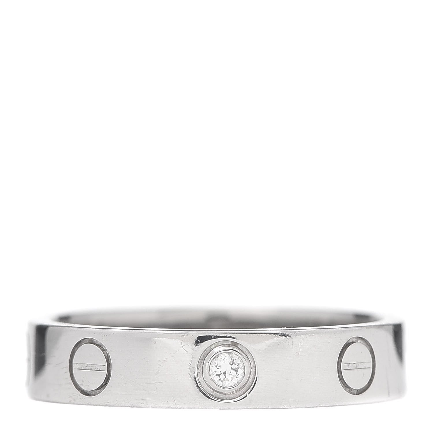 Cartier 18K White Gold Diamond 4mm LOVE Wedding Band Ring 51 5.75 1 of 4