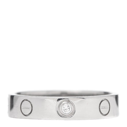 Cartier 18K White Gold Diamond 4mm LOVE Wedding Band Ring 51 5.75 1 of 4