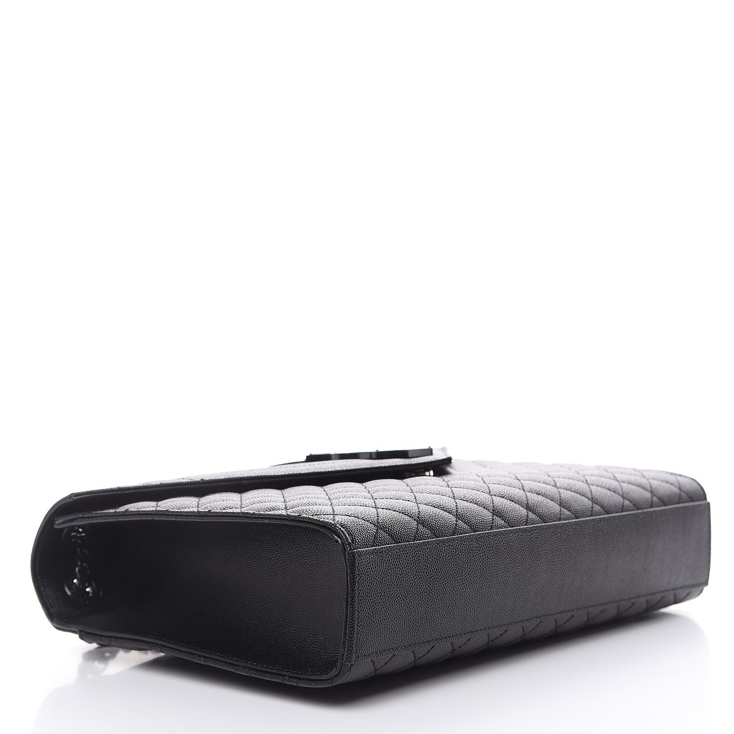 Saint Laurent Grain De Poudre Textured Mixed Matelasse Large Triquilt Monogram Monochrome Satchel Black 4 of 10