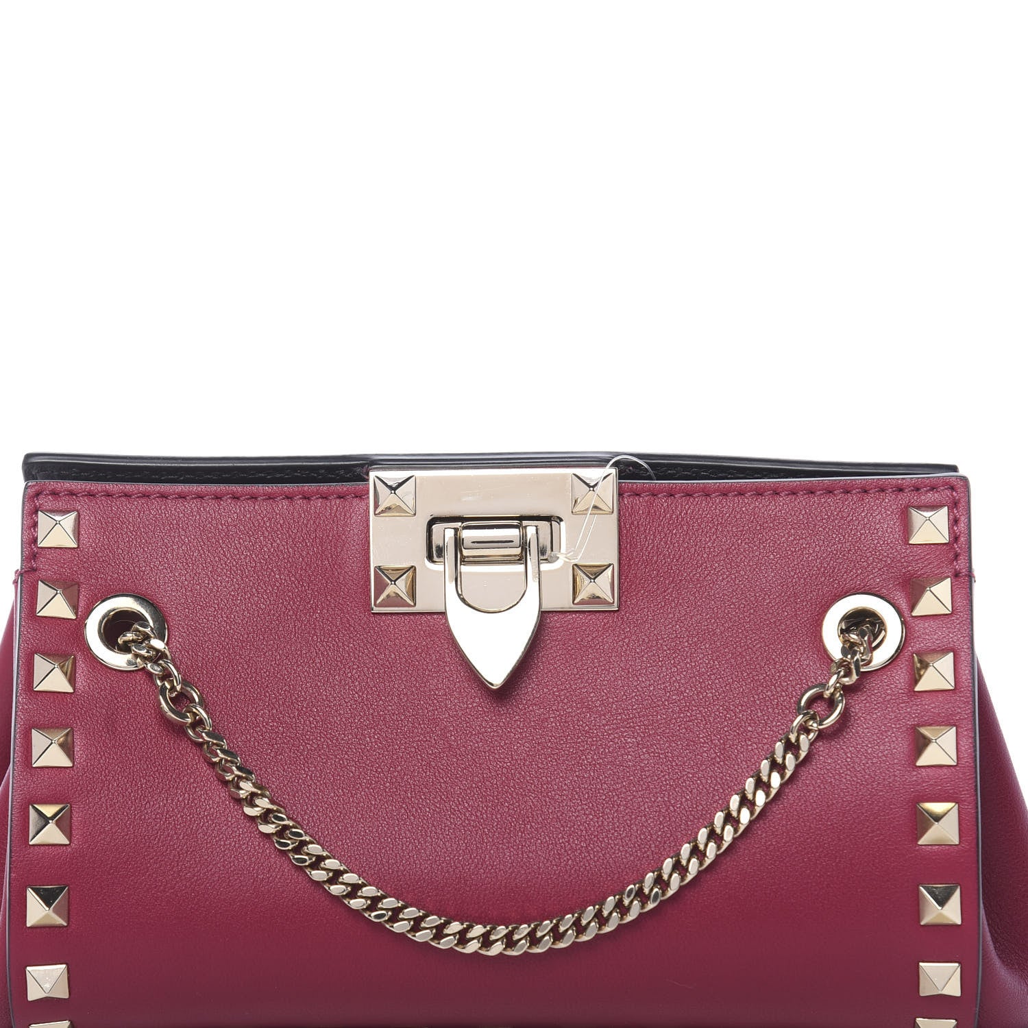 Valentino Garavani Vitello Rockstud Mini Chain Shoulder Bag Raspberry 7 of 9