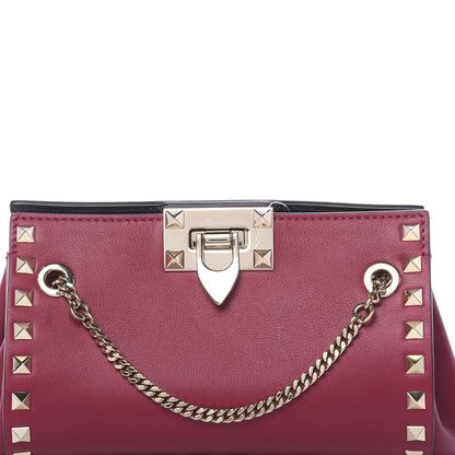Valentino Garavani Vitello Rockstud Mini Chain Shoulder Bag Raspberry 7 of 9