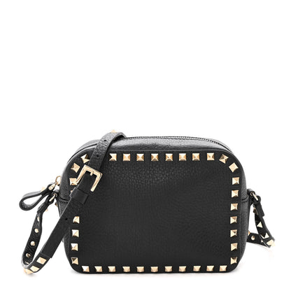 Valentino Garavani Pebbled Calfskin Rockstud Camera Crossbody Bag Black 1 of 15