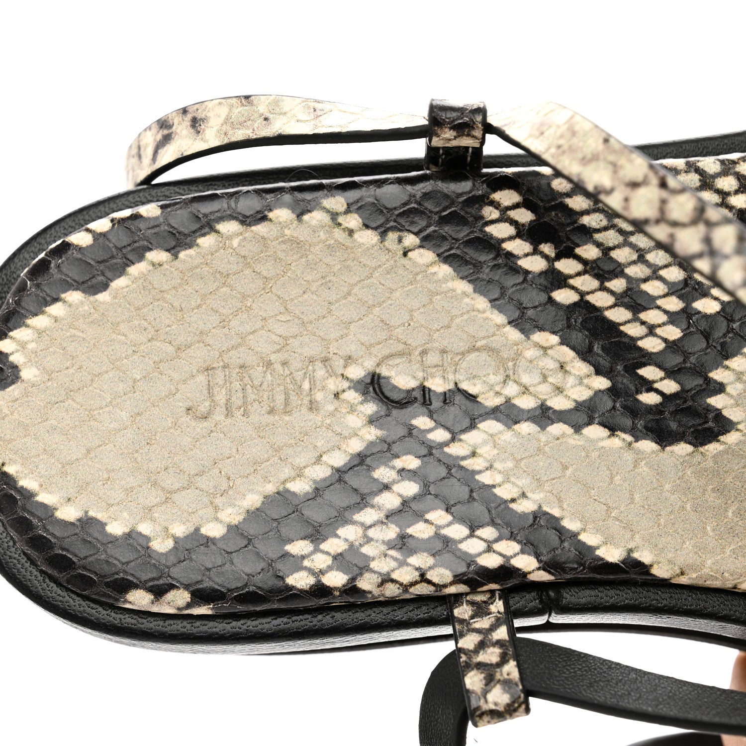 Jimmy Choo Snake Embossed Pine Platform Sandals 37.5 Black 5 of 8