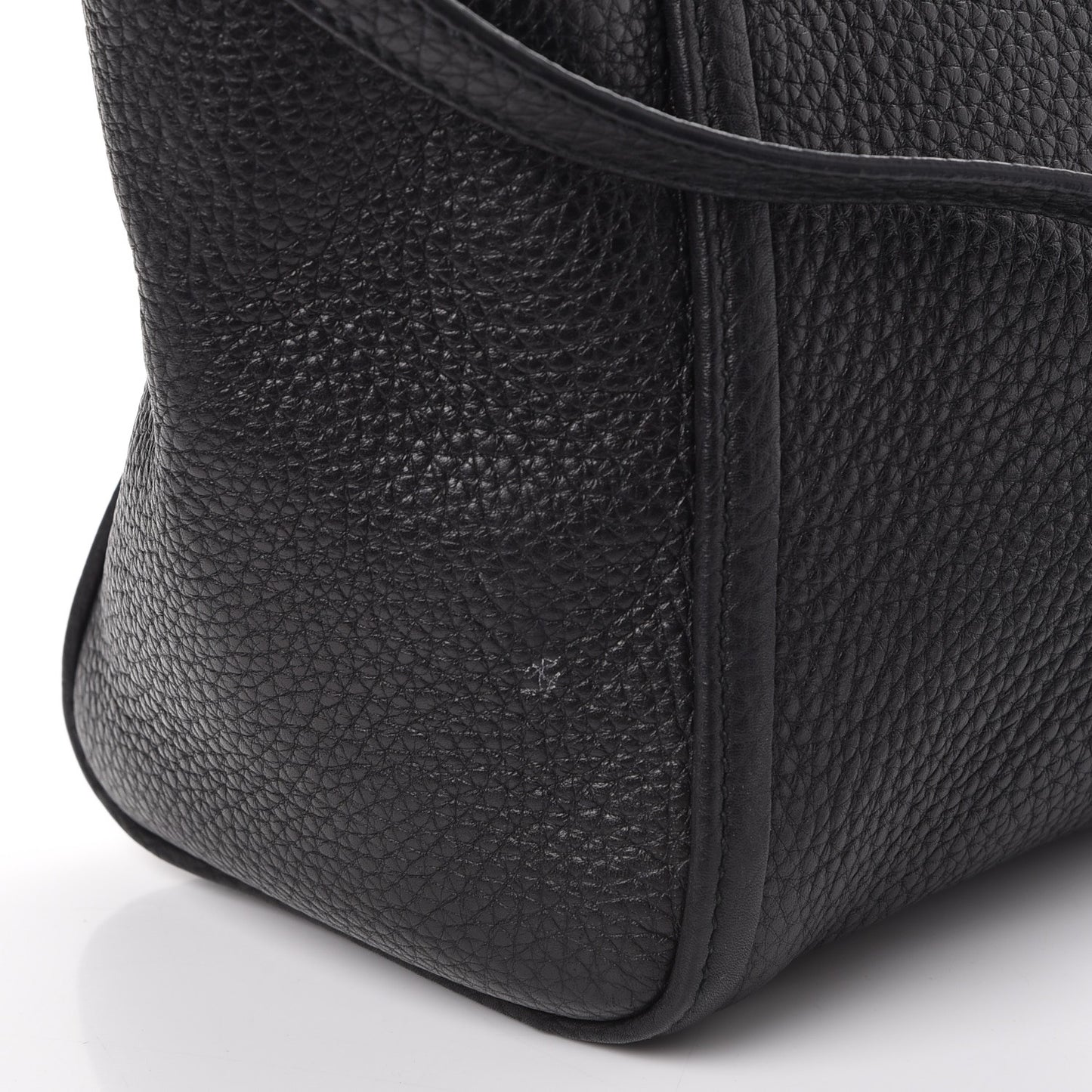 Pebbled Calfskin Small Soho Top Handle Bag Black