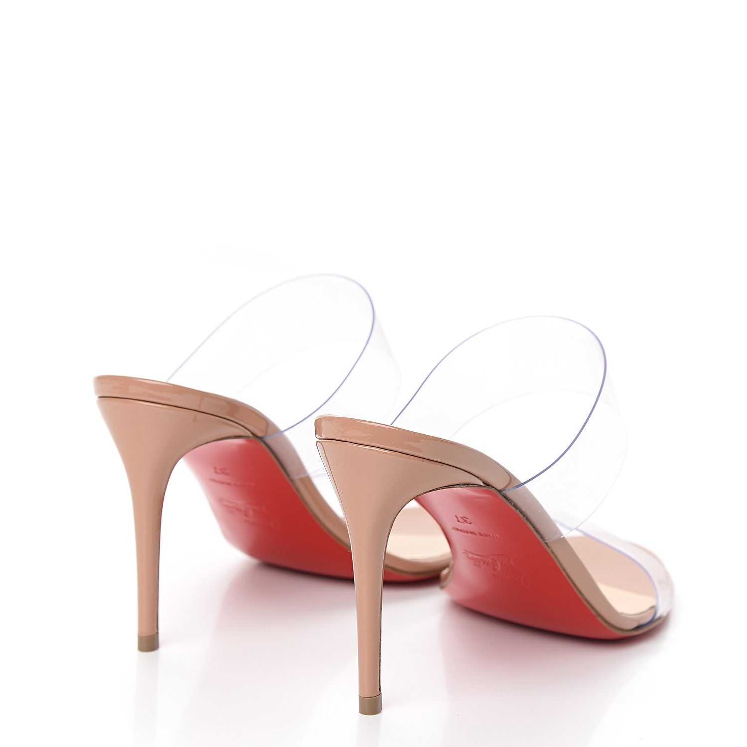 Christian Louboutin Patent PVC Just Nothing 85 Slide Sandals 37 Nude 4 of 8