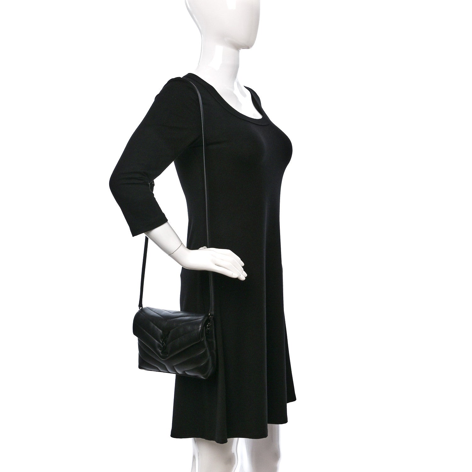 Saint Laurent Calfskin Y Quilted Monogram Monochrome Toy Loulou Crossbody Bag Black 2 of 10