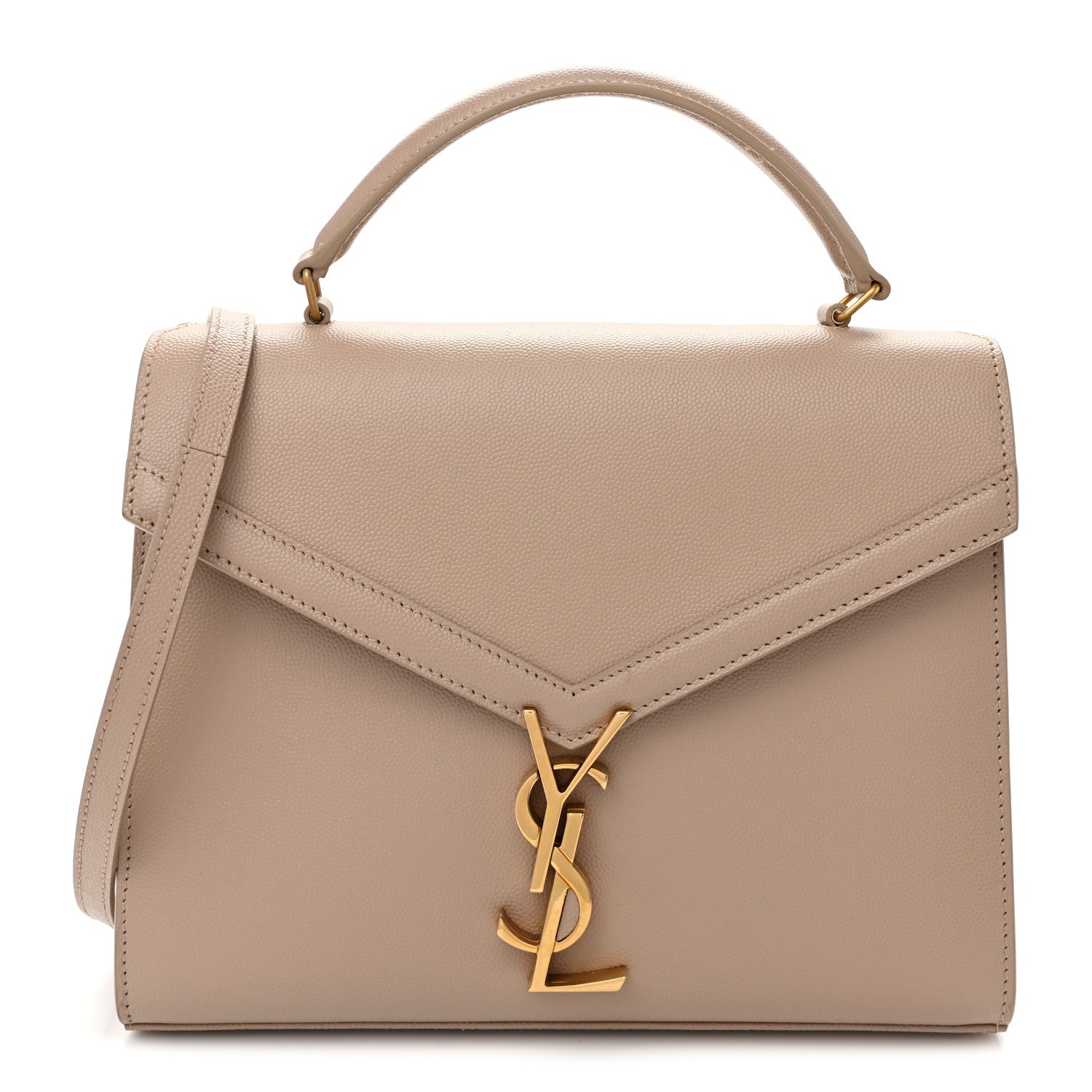 Saint Laurent Grain de Poudre Medium Classic Monogram Cassandra Top Handle Dark Beige 1 of 11