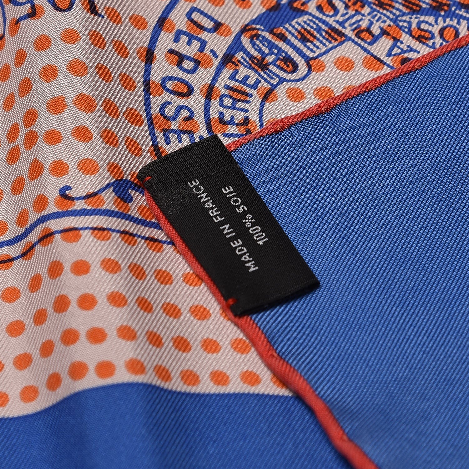 Hermes Silk Manufacture de Boucleries Scarf 90 Orange Bleu Royal Multicolore 4 of 4