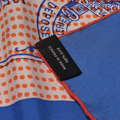 Hermes Silk Manufacture de Boucleries Scarf 90 Orange Bleu Royal Multicolore 4 of 4