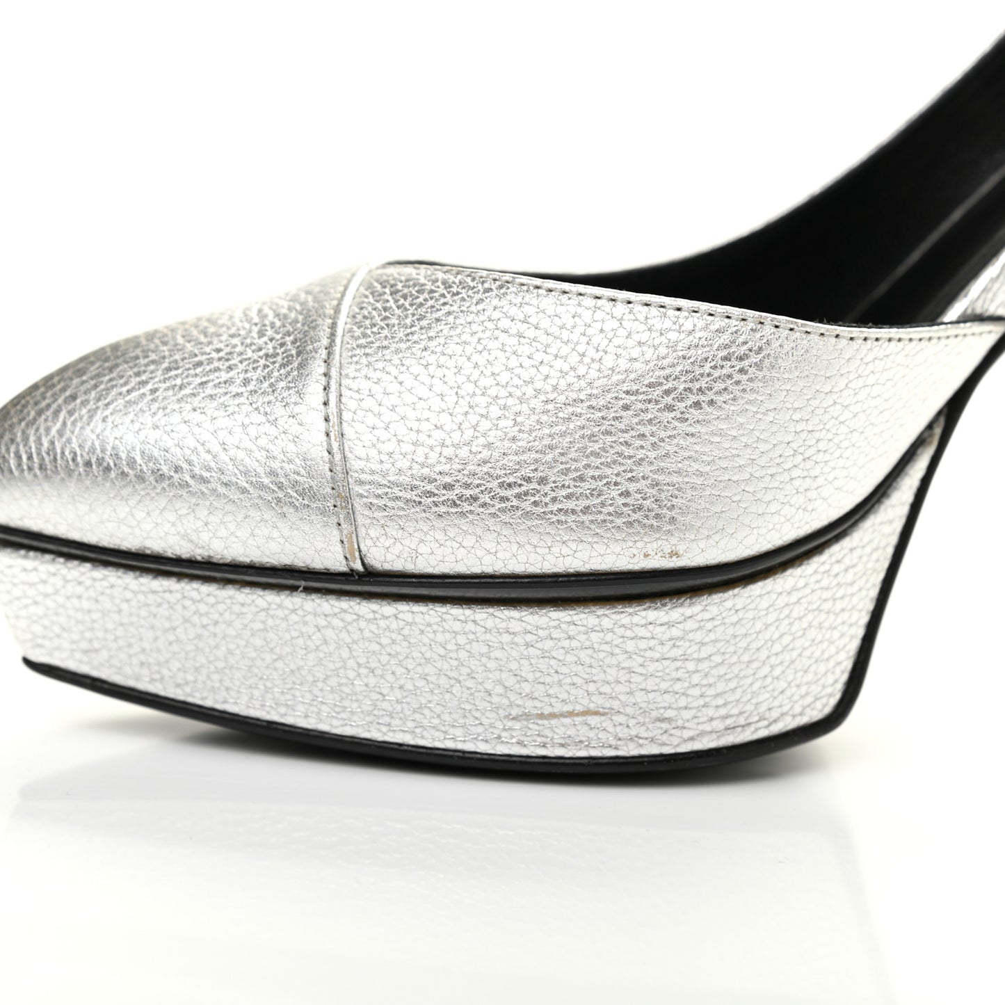 Metallic Grained Calfskin Janis 105 D'Orsay Pumps 36.5 Argento