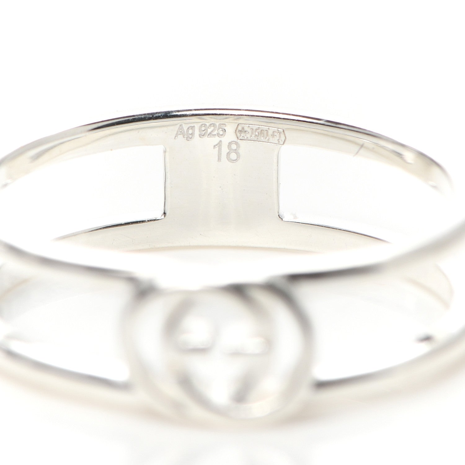 Gucci Sterling Silver 6mm Interlocking G Open Band Ring 58 8.25 4 of 4