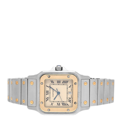 Cartier Stainless Steel 18K Yellow Gold 29mm Santos De Cartier Galbee Quartz Watch 2 of 4