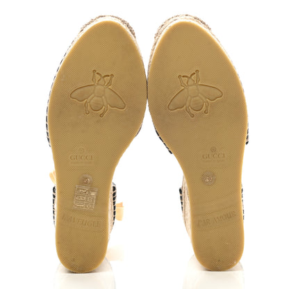 Gucci Monogram Matelasse GG Marmont Ankle Wrap Platform 35/120mm Espadrille Wedges 39 Beige Ebony Black Sand Storm 6 of 10