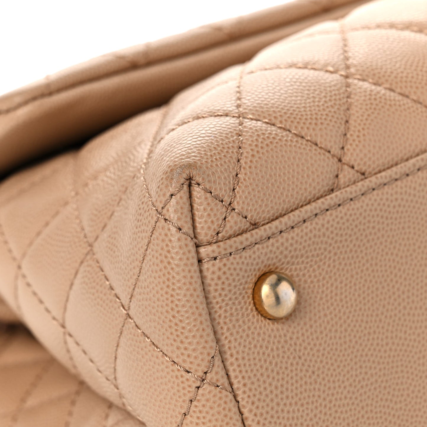 Caviar Quilted Medium Coco Handle Flap Beige