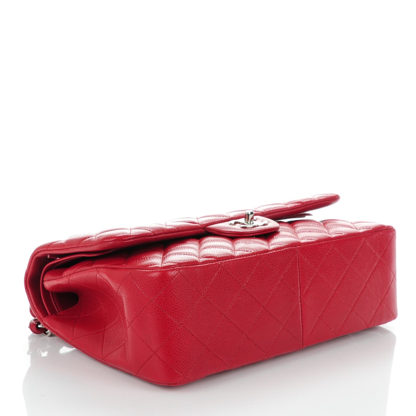 Caviar Quilted Jumbo Double Flap Red
