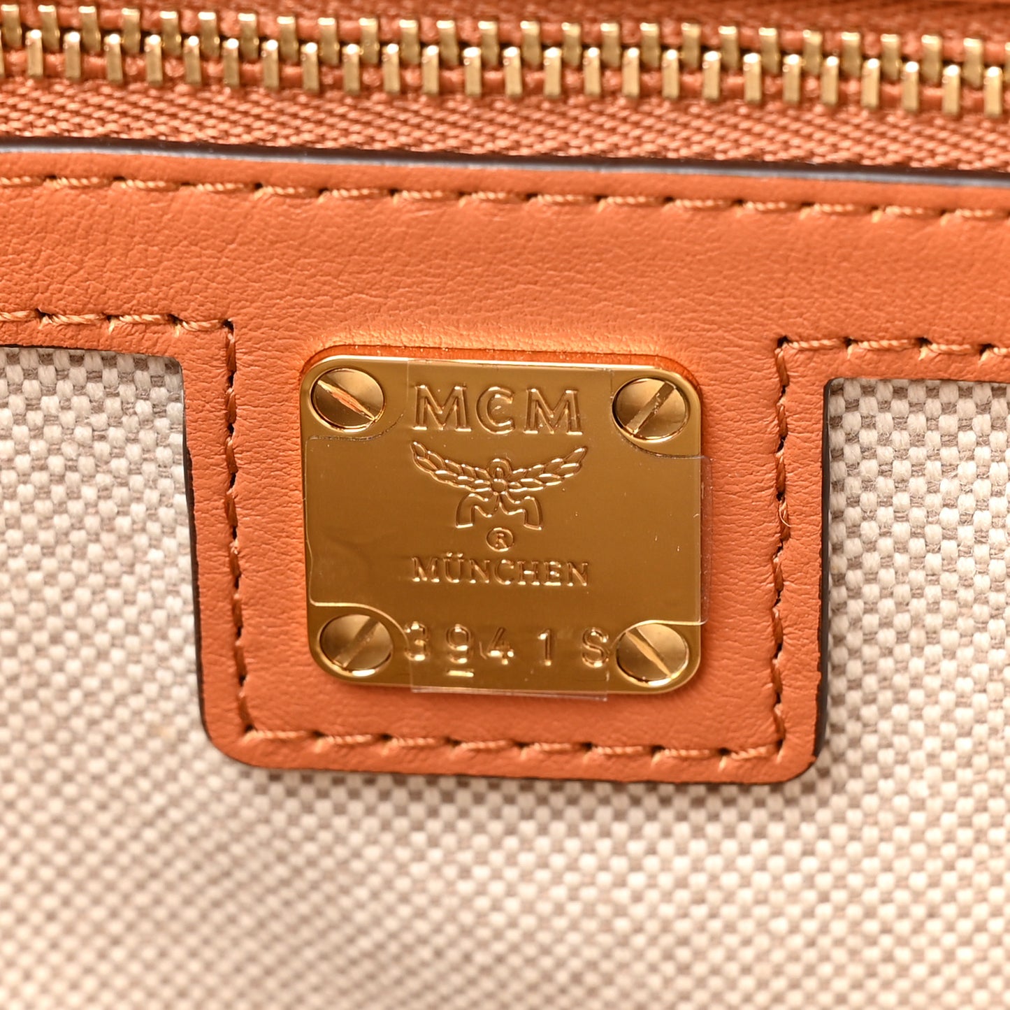 Calfskin Linen Large Munchen Tote Cognac