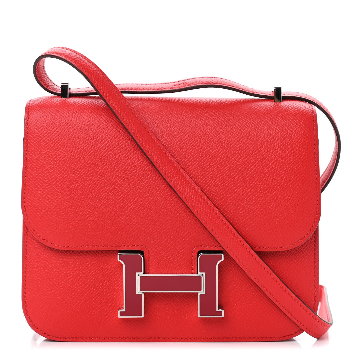 Hermes Epsom Enamel Constance 18 Rouge de Coeur Rubis 1 of 4