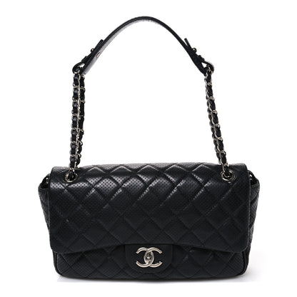 Chanel Lambskin Perforated Jumbo Punch Flap Black 1 of 10