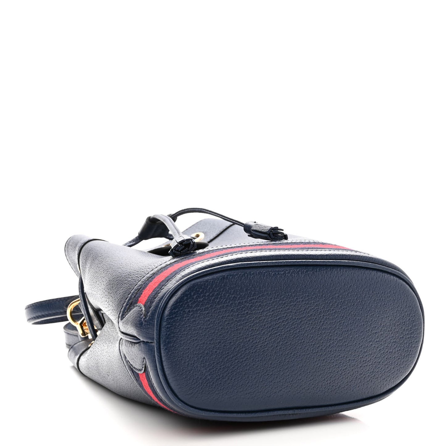 Soft Textured Calfskin Web Small Ophidia Bucket Bag Blue Agata