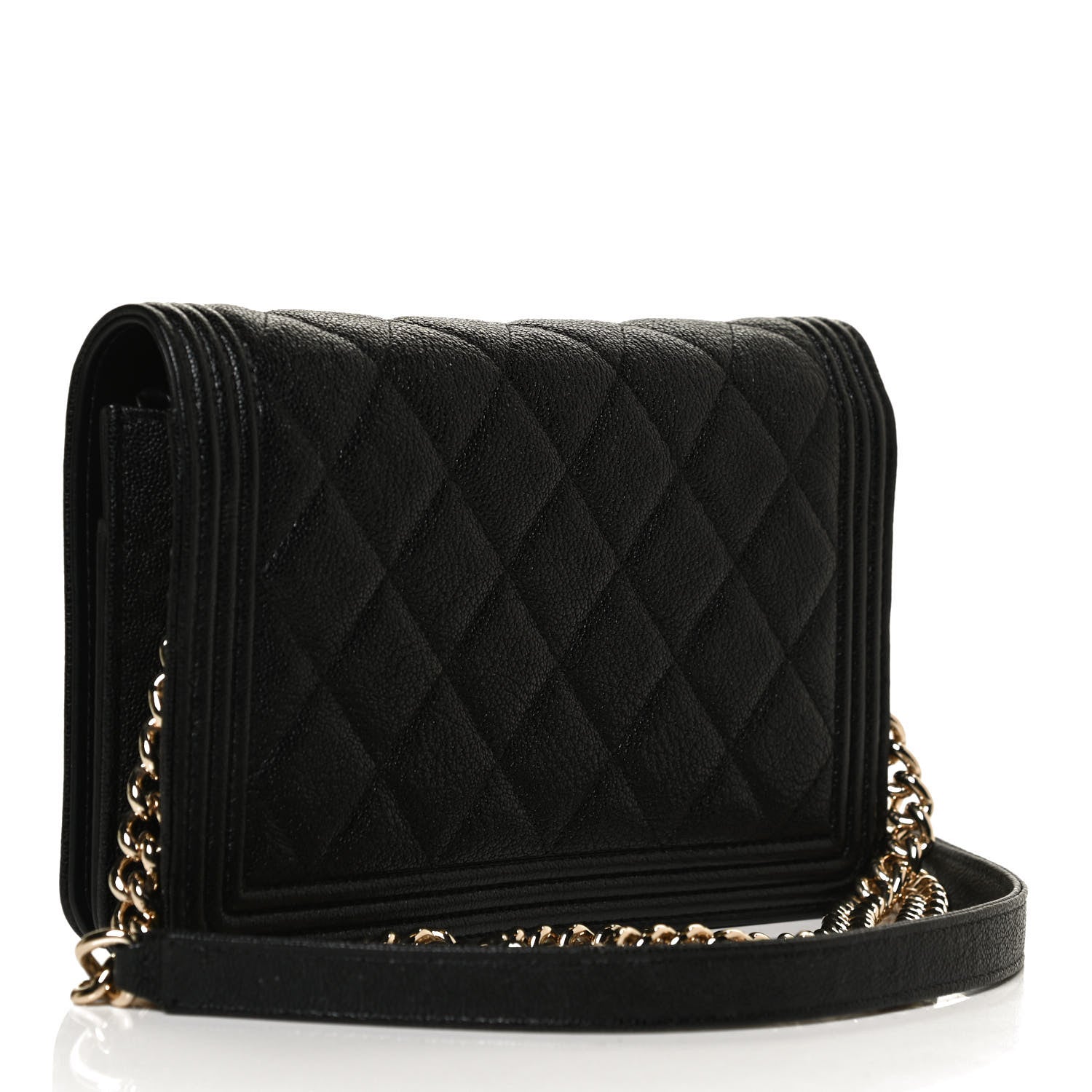 Chanel Caviar Quilted Boy Wallet On Chain WOC Black 3 of 12