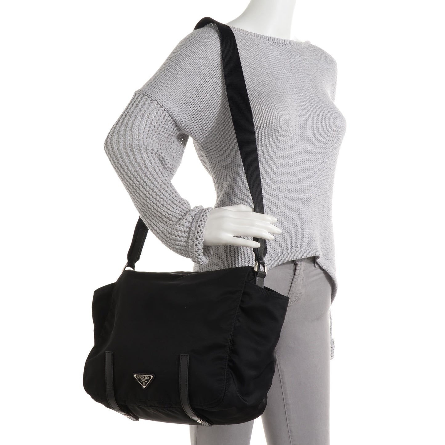 Tessuto Nylon Messenger Bag Nero Black