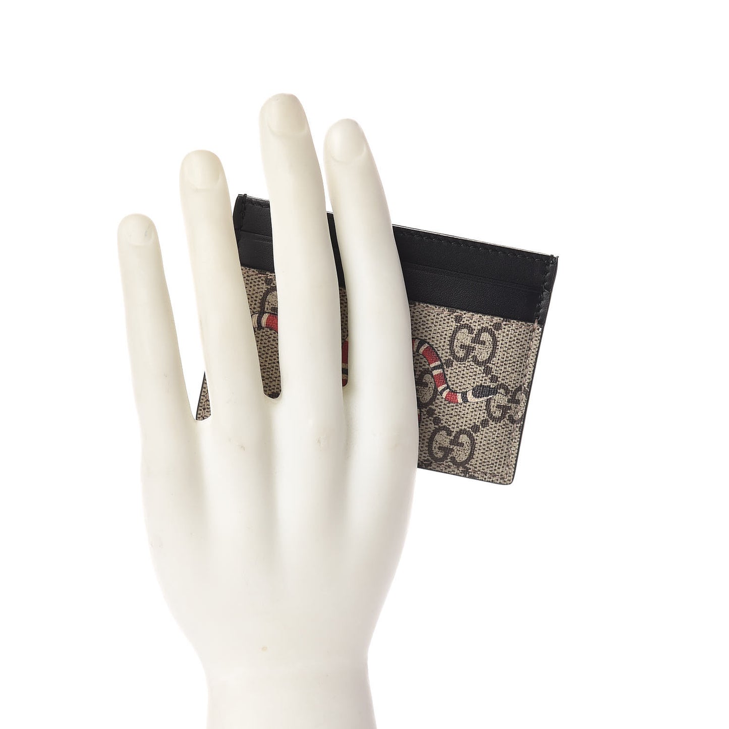 GG Supreme Monogram Kingsnake Card Holder Beige Black