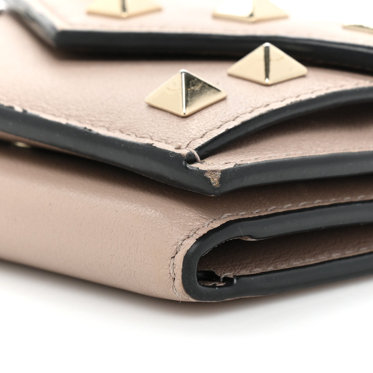 Valentino Garavani Calfskin Small Tri-Fold Rockstud Wallet Poudre 8 of 12