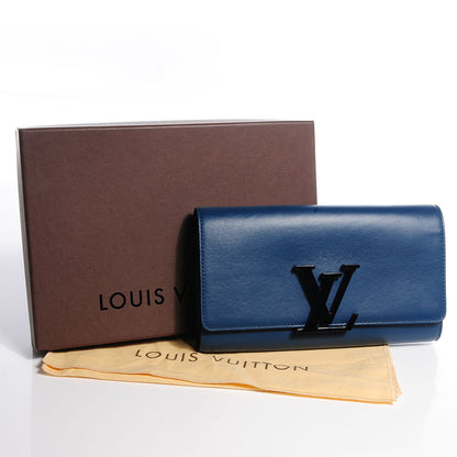 Louis Vuitton Calfskin Louise Clutch Blue 5 of 8