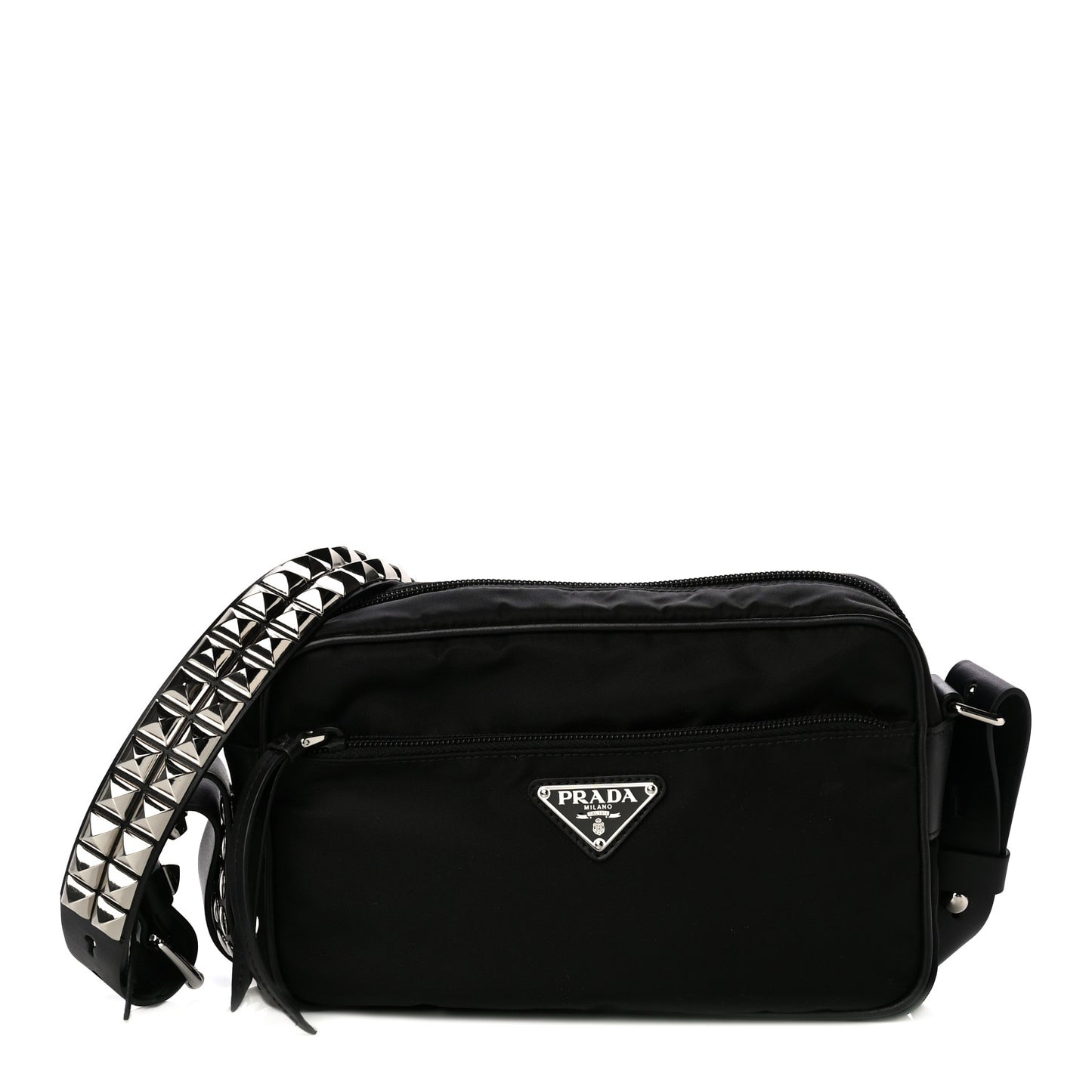 Tessuto Nylon Studded New Vela Shoulder Bag Black