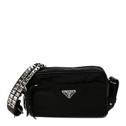 Prada Tessuto Nylon Studded New Vela Shoulder Bag Black 1 of 9