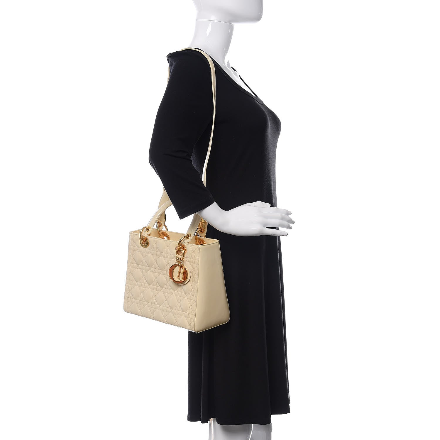 Christian Dior Patent Cannage Medium Lady Dior Ivory 3 of 14
