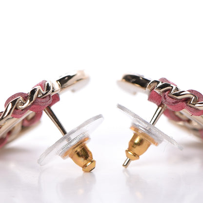 Chanel Crystal Baguette Lambskin Large CC Earrings Gold Pink 4 of 6