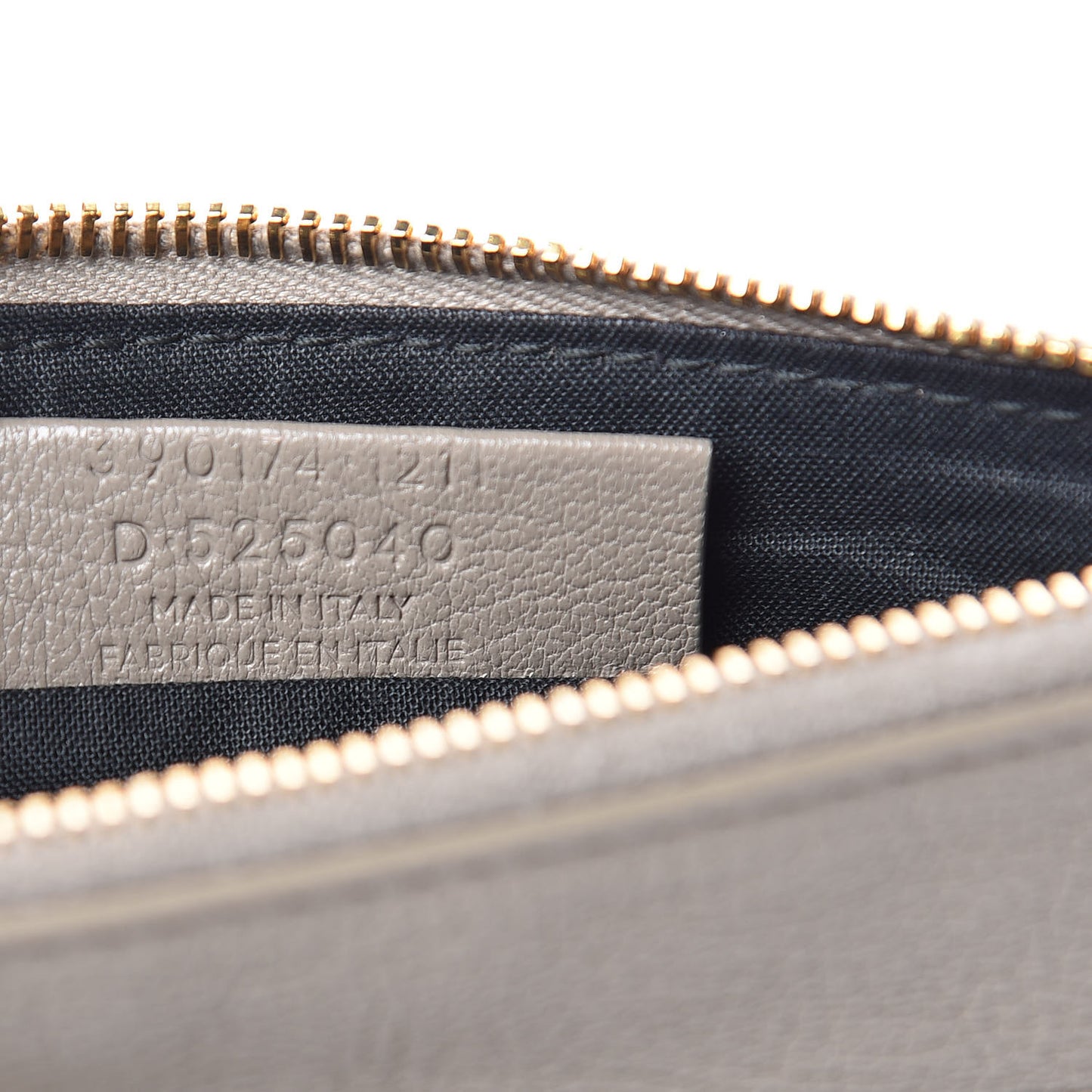 Chevre Gold Metallic Edge Hardware Pouch Gris Taupe